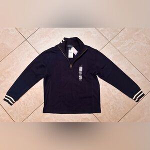 Polo Navy Quarter-Zip Pullover with Striped Cuffs